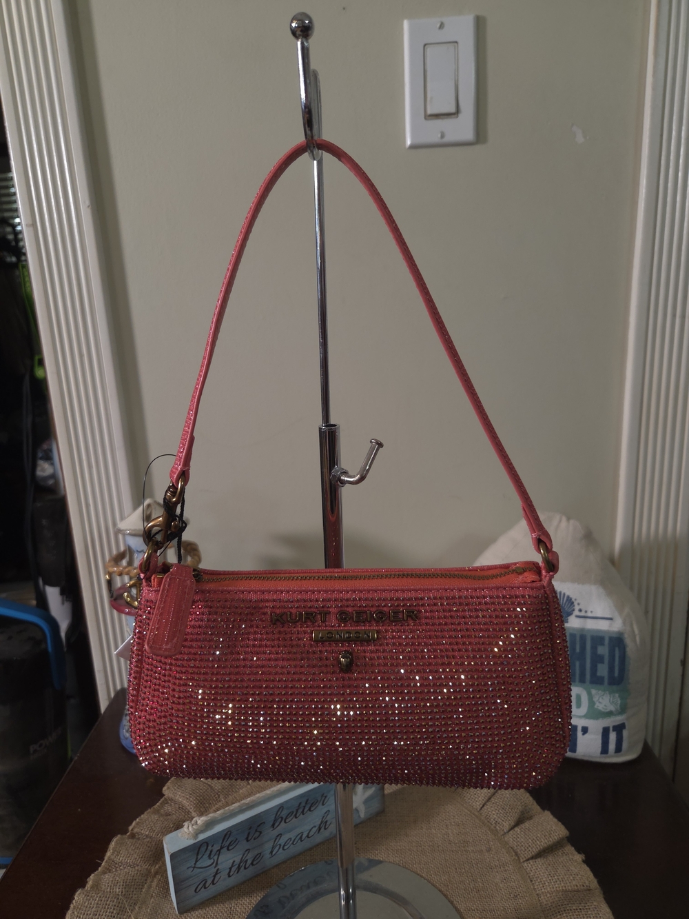 NWT Kurt Geiger Pink Highgate Small Wristlet